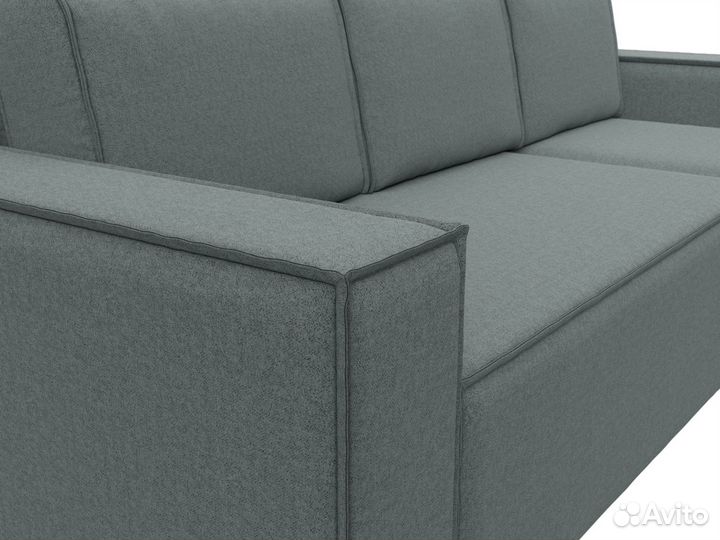 Диван угловой Куба правый угол, рогожка, амур серый