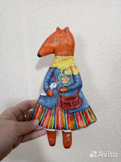 Игрушка авторская Лиса с уточкой