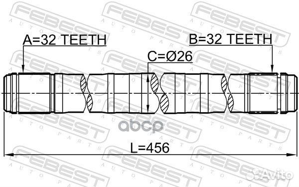 Вал honda CR-V -01 приводной 32X456X32 0312RD1LH