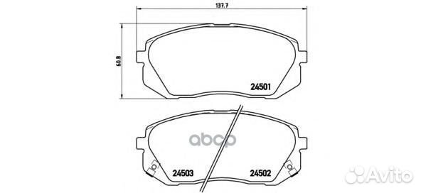 Колодки тормозные дисковые перед P30039 Brembo