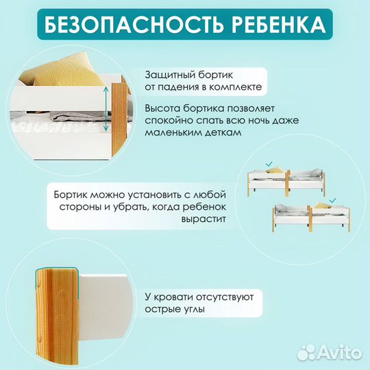 Детская кровать от 3 лет с бортиками