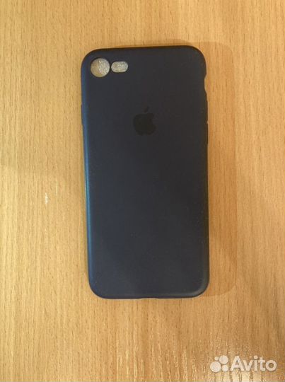 Чехол на iPhone 7/8/se2020 с яблоком матовый синий