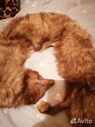 Воротник из песца, серый с белым