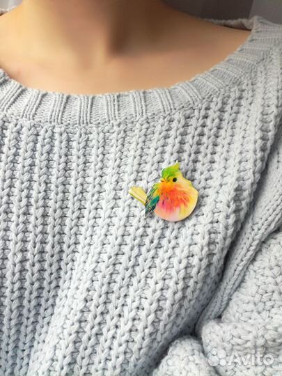 Птички-броши полимерная глина руч.работа