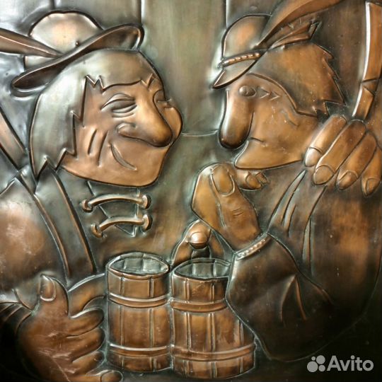 Чеканка Охотники пьют пиво СССР