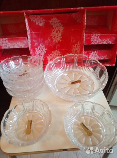 Набор салатниц, чешский хрусталь Bogemia 7 предмет