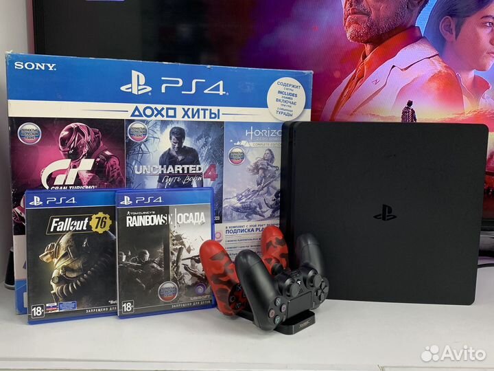 Sony PS4 slim 500 GB / Полный Комплект / Гарантия