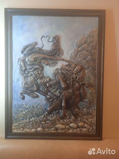 Картина Битва ханов объёмная живопись, масло