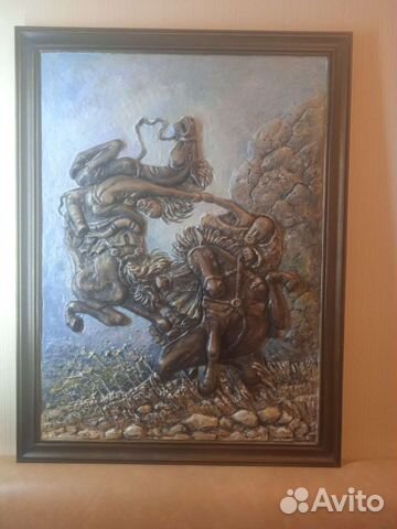 Картина Битва ханов объёмная живопись, масло