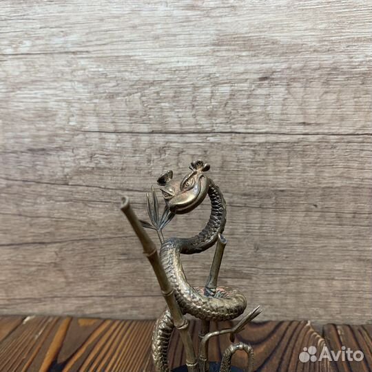 Винтажная Статуэтка Змея Латунь Чёрный Мрамор