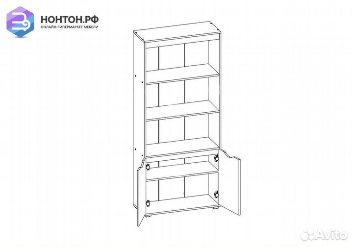 Стеллаж Неаполь с дверками графит
