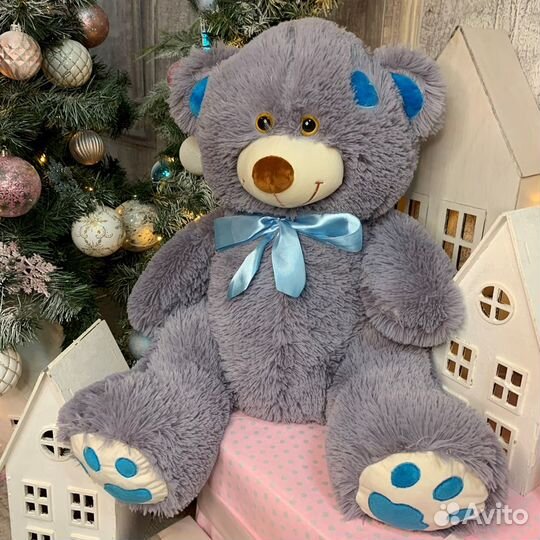 Мишка Средний 90 см с синим сердцем