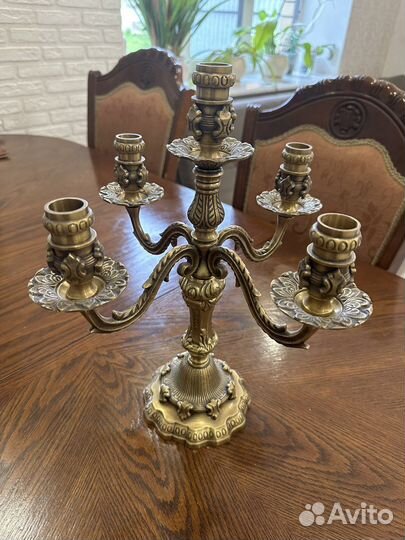 Канделябр на 5 свечей латунь винтаж