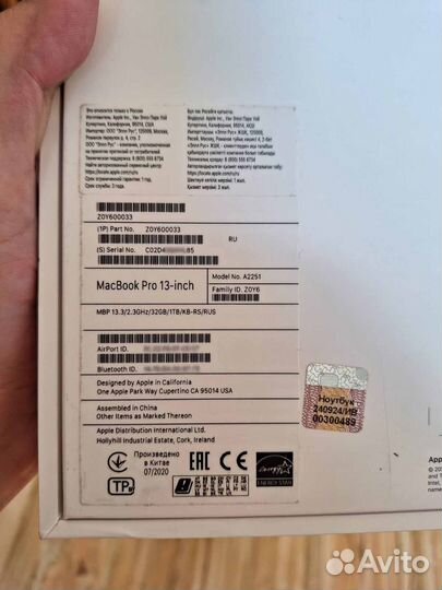 Macbook Pro 13 A2251 i7 32Gb 512SSD