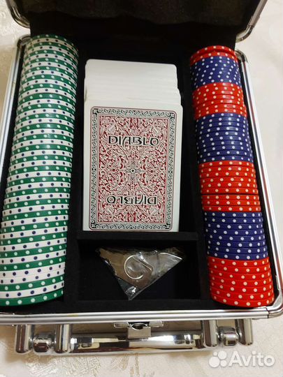 Набор для игры в Покер в мет.кейсе diablo
