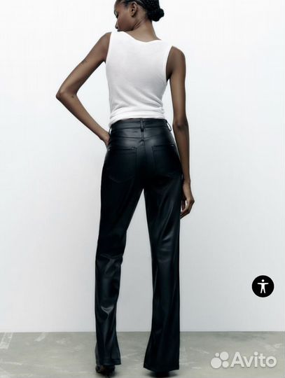 Кожаные брюки Zara с разрезами