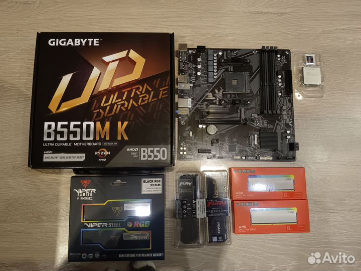 AMD Ryzen 5500+gigabyte B550M K+16gb PC-3600, NEW