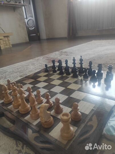 Шахматы нарды шашки 3 в 1 дерево