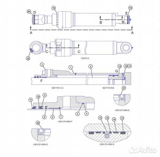 Ремкомплект гидроцилиндра ковша CAT 330GC 4560209