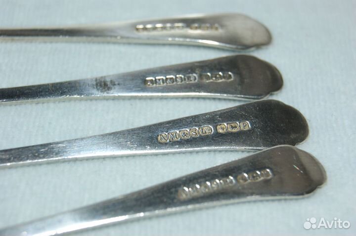 Набор 4 ложки кофейных серебро 925 англия 1920