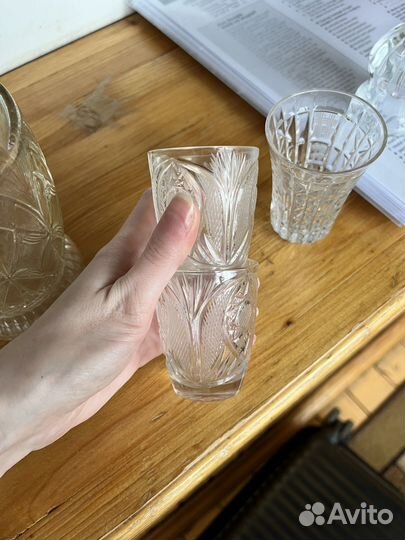 Графин штоф хрустальный и 3 рюмки