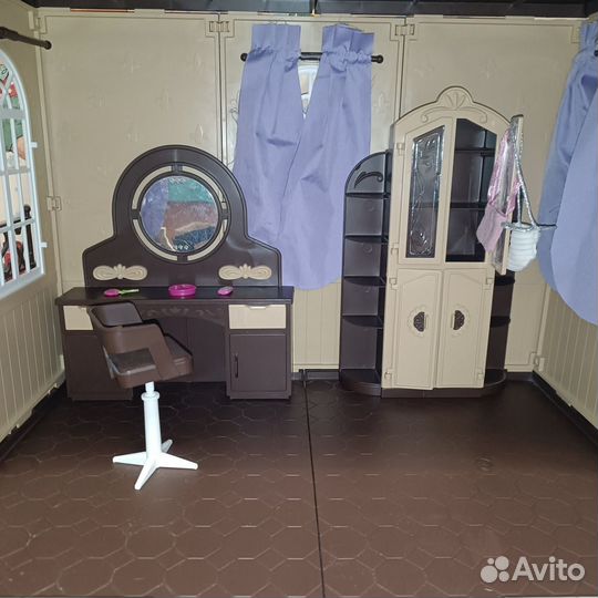 Кукольный домик для барби с мебелью огонёк и замок