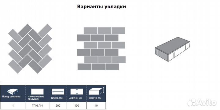 Тротуарная плитка 10*20 4см