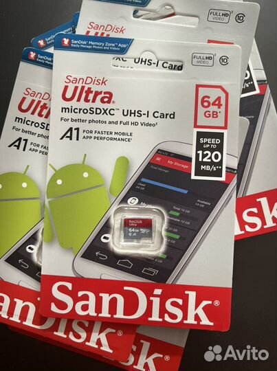 Карта памяти SanDisk microsdxc Ultra Plus 64GB