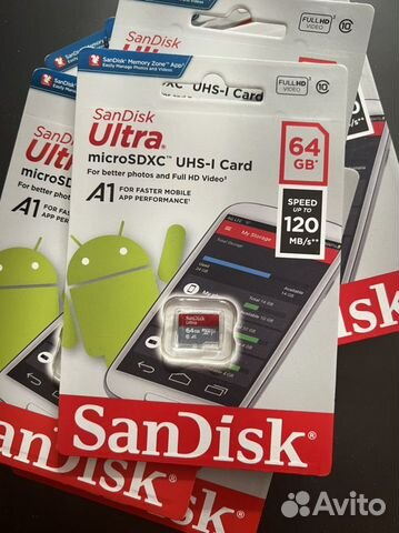 Карта памяти SanDisk microsdxc Ultra Plus 64GB