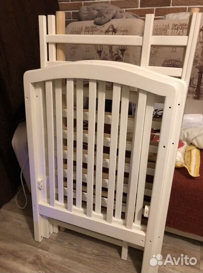 Кроватка Детская, белая с выдвиж. ящиком + матрас