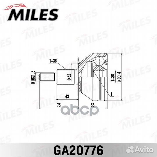 ШРУС наружный seat ibiza IV (6J5) 2008- GA20776