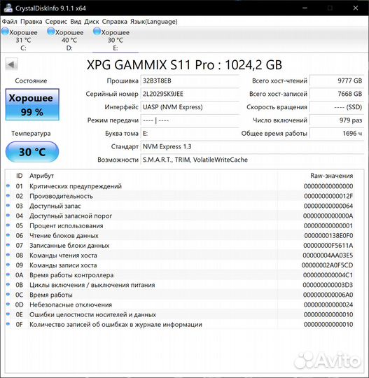 Ssd XPG Gammix 1Tb