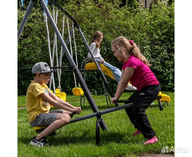 Детский комплекс качели, качели-балансир и горка