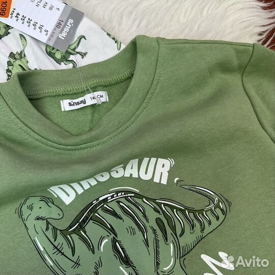 134 140 с динозаврами новые на мальчика зеленые