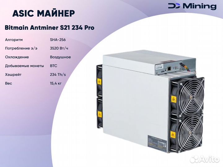 Асик майнер Bitmain Antminer S21 Pro 234