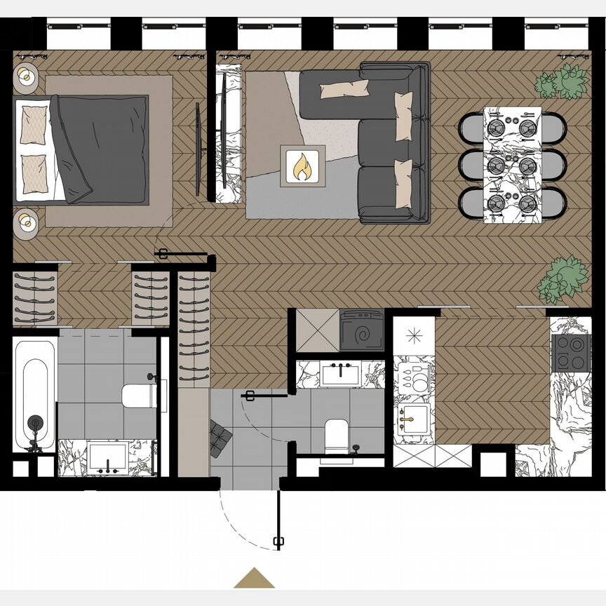1-к. апартаменты, 56,8 м², 23/23 эт.