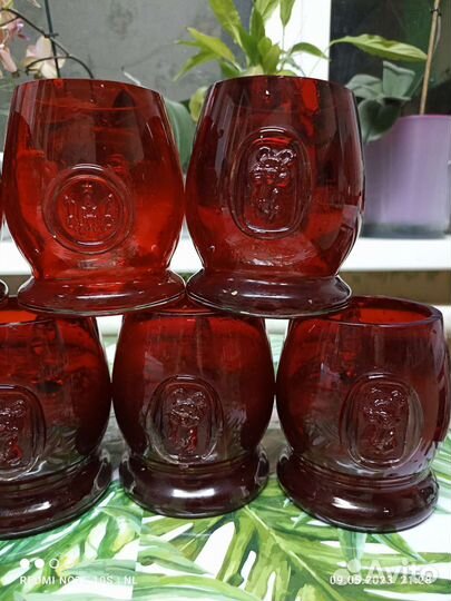 Кружка пивная олимпиада 80 ссср,рубиновая,0,5 литр