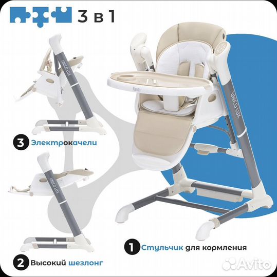 Стул для кормления nuovita unico lux bianco 3 в 1