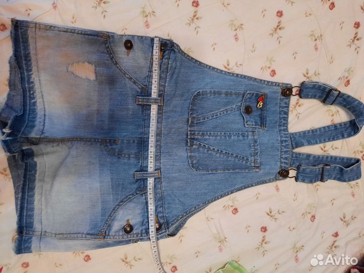 Одежда для девочки, футболка, джинсовый комбинезон