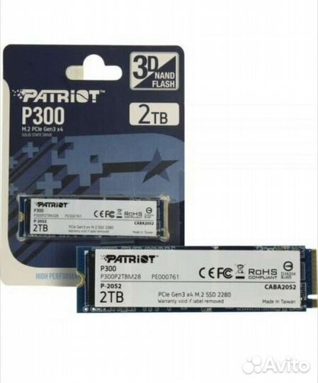 SSD Patriot P300 2tb, M.2 NVMe, новый