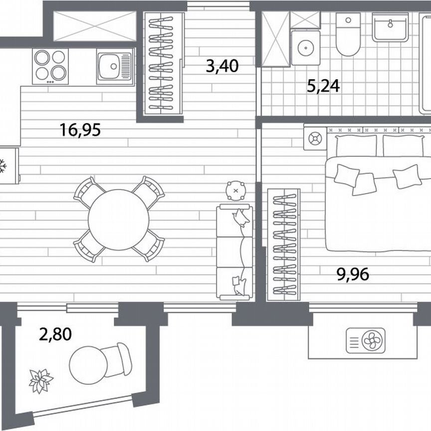 1-к. квартира, 36,4 м², 8/13 эт.