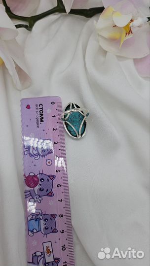 Кольцо овальная иск. бирюза р.19