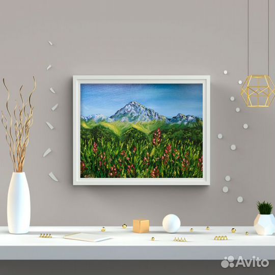 Картина маслом горный пейзаж Домбай