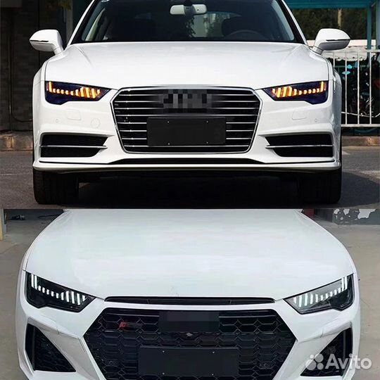 Audi A7 4G фары в стиле RS7 C8 Matrix на дорест ав