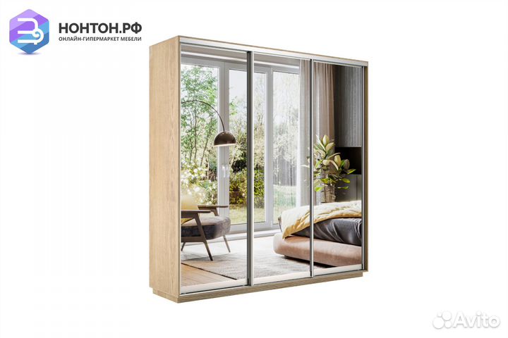 Шкаф-купе 3-х дверный Экспресс 45 cонома / зеркало