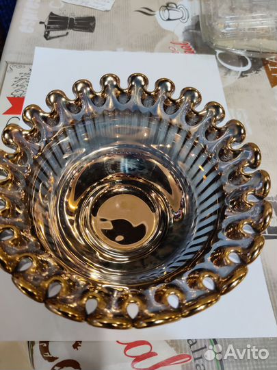 Ваза конфетница цветное стекло СССР