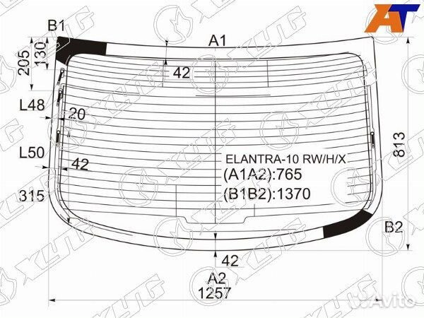 Стекло заднее hyundai elantra