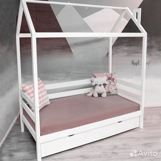 Кроватка с бортиком домик детская берёза