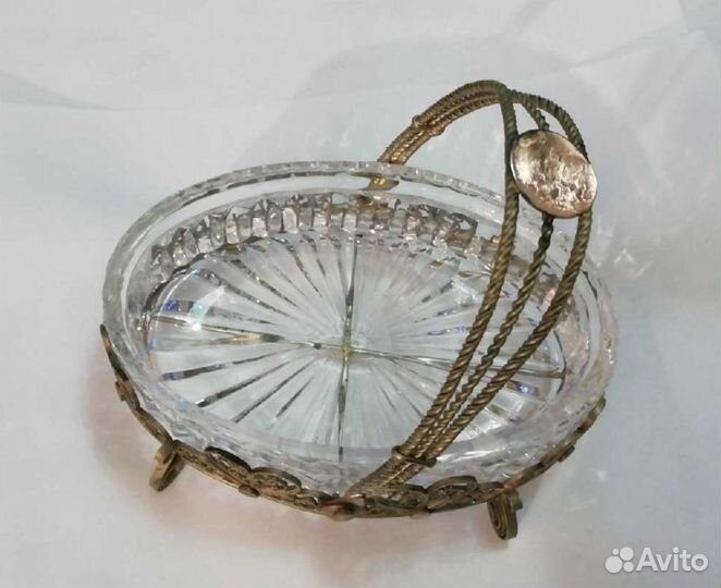 Конфетница хрусталь, мельхиор СССР