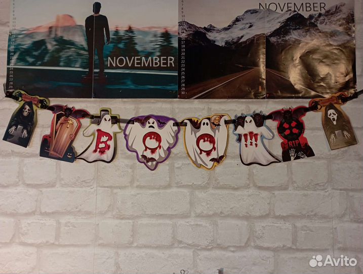 Гирлянда растяжка хэллоуин готика скелет череп